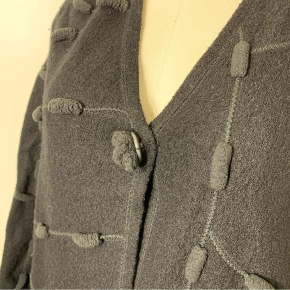 renée Legault Artisanal Designer Unique Wool Blend Black Cardigan Jacket Small - Picture 5 of 10